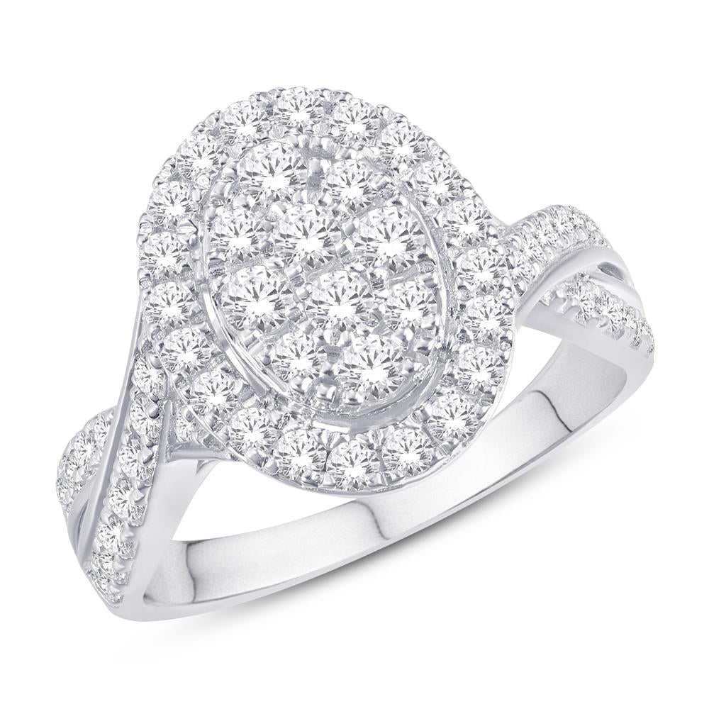 10 Karat White Gold 0.47 Carat Diamonds Oval Ladies Ring-0224027-WG