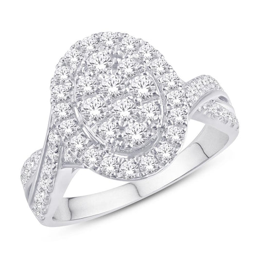 10 Karat White Gold 0.47 Carat Diamonds Oval Ladies Ring-0224027-WG