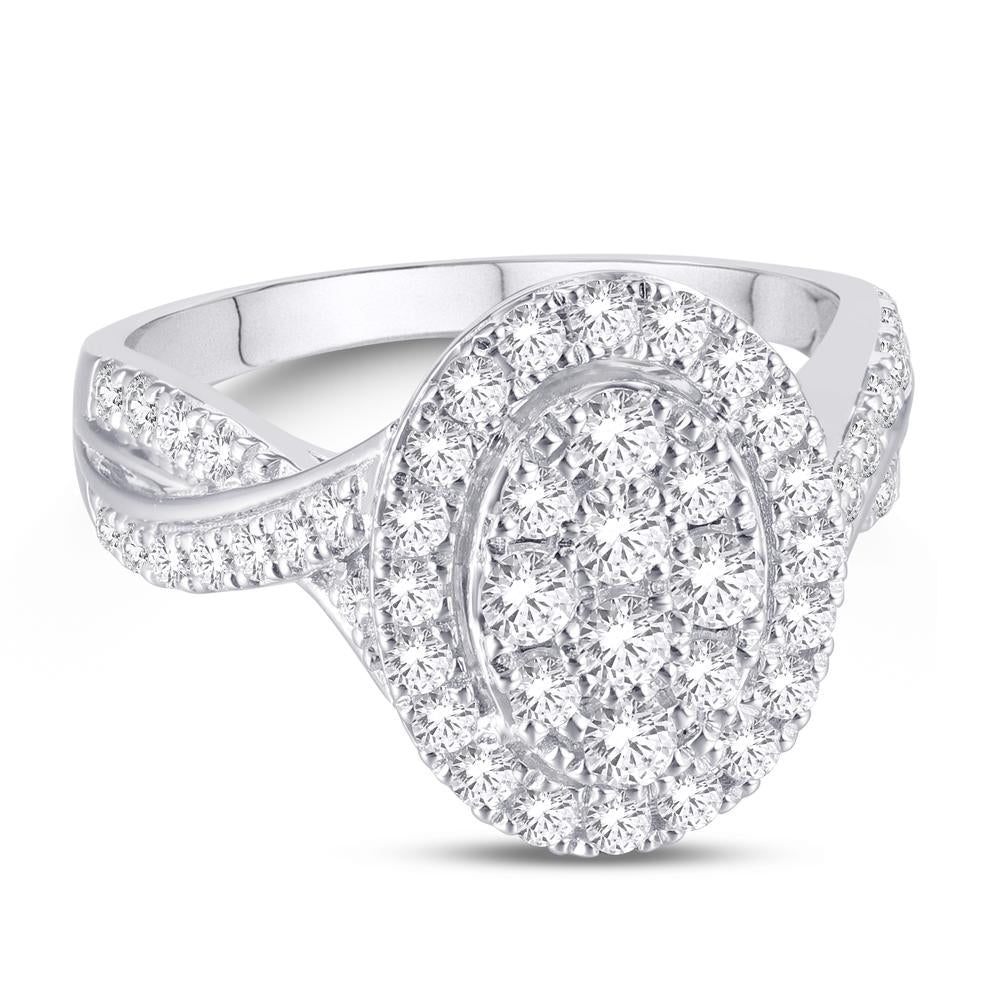 10 Karat White Gold 0.47 Carat Diamonds Oval Ladies Ring-0224027-WG