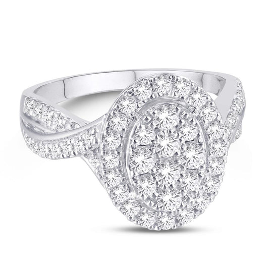 10 Karat White Gold 0.47 Carat Diamonds Oval Ladies Ring-0224027-WG