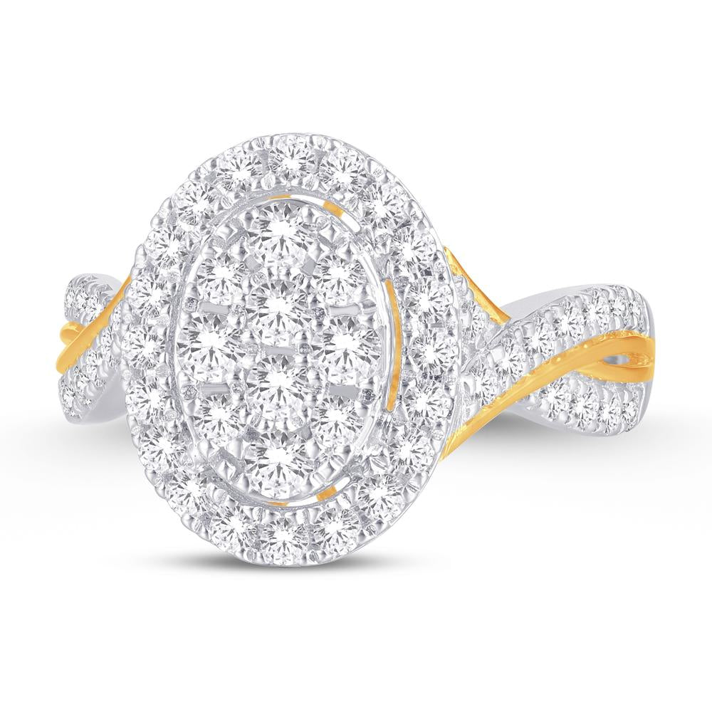 10 Karat Two-tone (White and Yellow) Gold 0.47 Carat Diamonds Oval Ladies Ring-0224027-WY