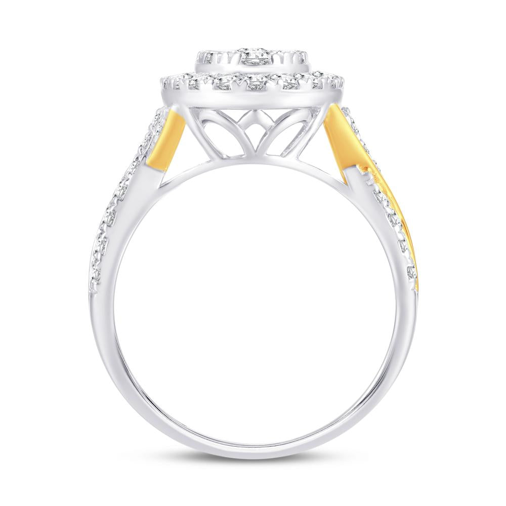 10 Karat Two-tone (White and Yellow) Gold 0.47 Carat Diamonds Oval Ladies Ring-0224027-WY
