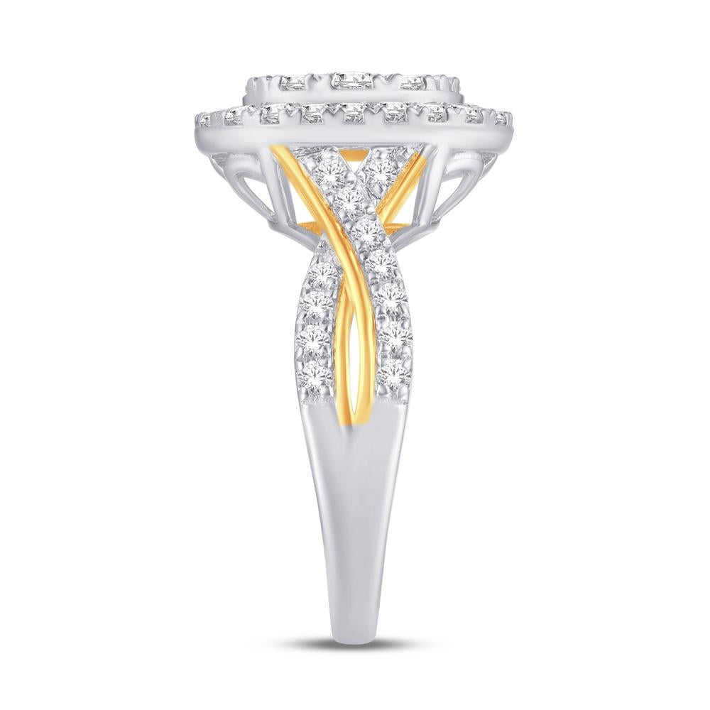 10 Karat Two-tone (White and Yellow) Gold 0.47 Carat Diamonds Oval Ladies Ring-0224027-WY