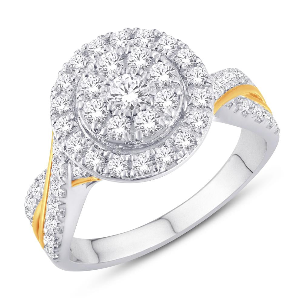 10 Karat Two-tone (White and Yellow) Gold 0.47 Carat Diamonds Round Ladies Ring-0224029-WY