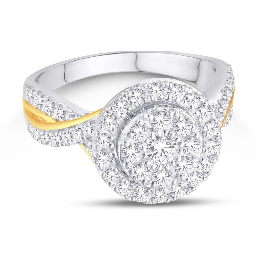 10 Karat Two-tone (White and Yellow) Gold 0.47 Carat Diamonds Round Ladies Ring-0224029-WY