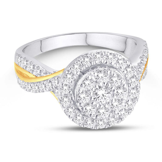 10 Karat Two-tone (White and Yellow) Gold 0.47 Carat Diamonds Round Ladies Ring-0224029-WY