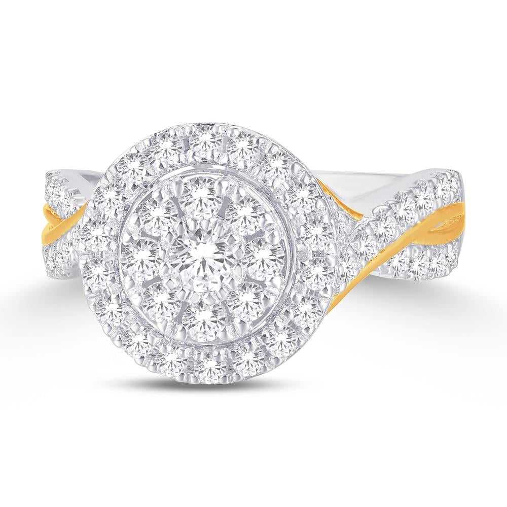 10 Karat Two-tone (White and Yellow) Gold 0.47 Carat Diamonds Round Ladies Ring-0224029-WY