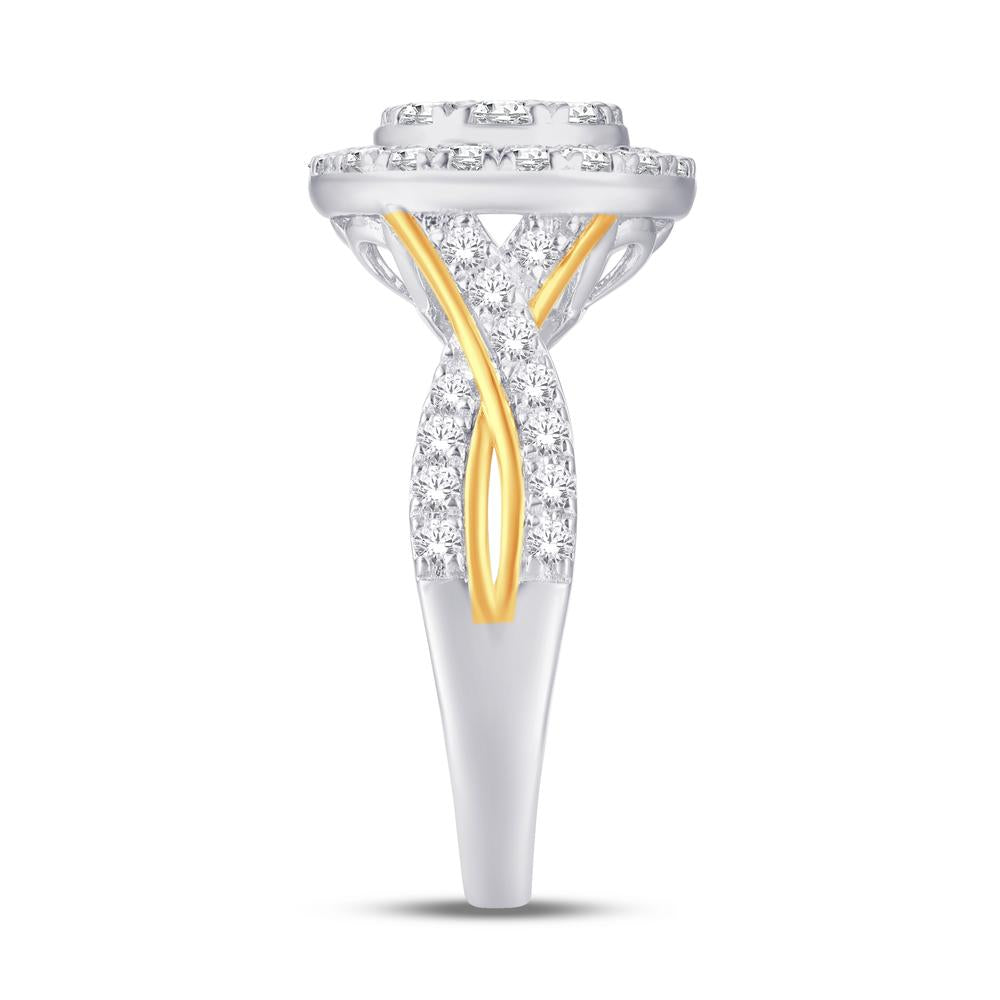 10 Karat Two-tone (White and Yellow) Gold 0.47 Carat Diamonds Round Ladies Ring-0224029-WY