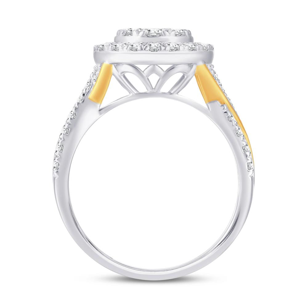 10 Karat Two-tone (White and Yellow) Gold 0.47 Carat Diamonds Round Ladies Ring-0224029-WY