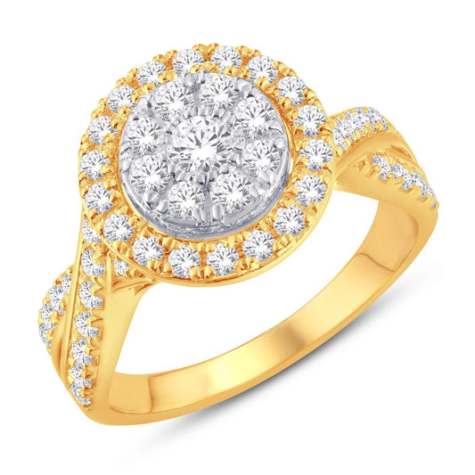 10 Karat Two-tone (Yellow and White) Gold 0.47 Carat Diamonds Round Ladies Ring-0224029-YW