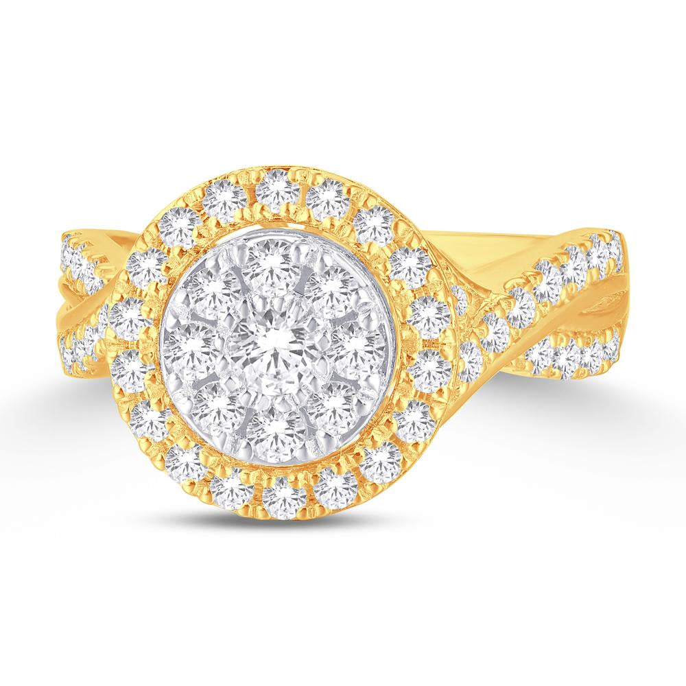 10 Karat Two-tone (Yellow and White) Gold 0.47 Carat Diamonds Round Ladies Ring-0224029-YW