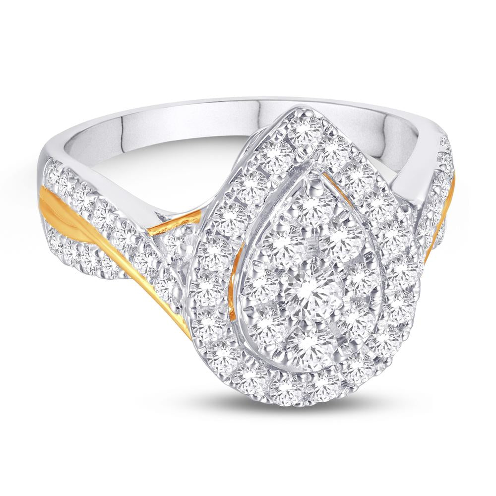 10 Karat Two-tone (White and Yellow) Gold 0.47 Carat Diamonds Pear Ladies Ring-0224030-WY
