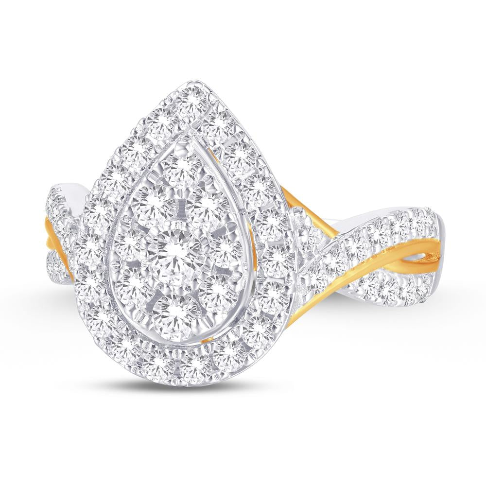 10 Karat Two-tone (White and Yellow) Gold 0.47 Carat Diamonds Pear Ladies Ring-0224030-WY