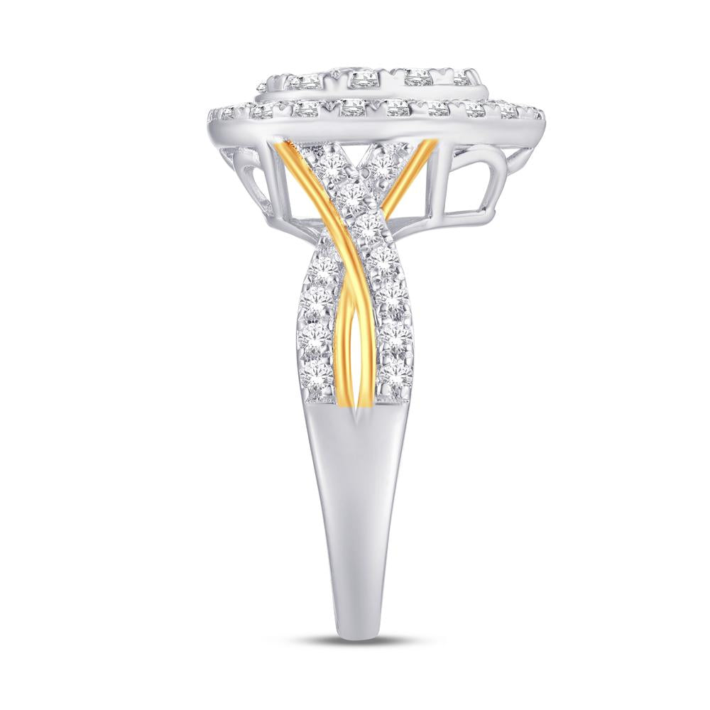 10 Karat Two-tone (White and Yellow) Gold 0.47 Carat Diamonds Pear Ladies Ring-0224030-WY