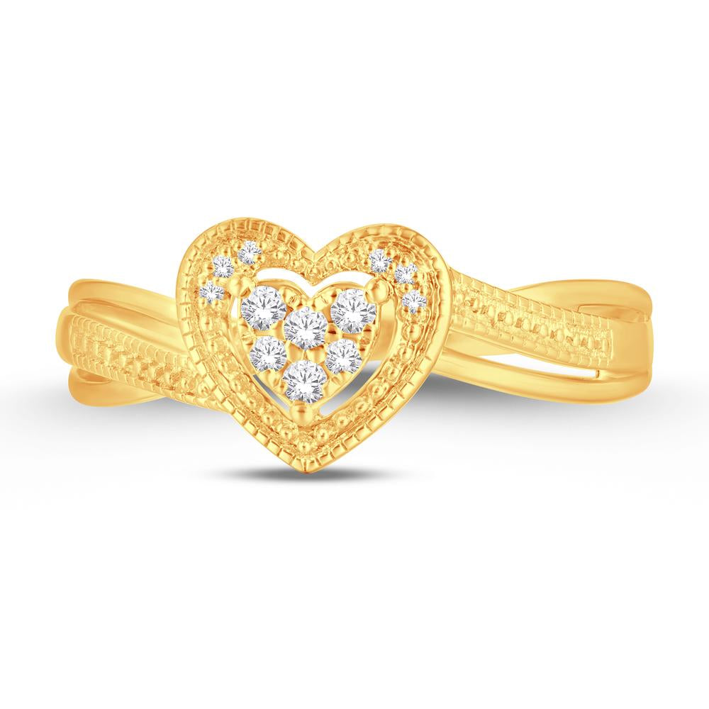 10 Karat Yellow Gold 0.08 Carat Diamonds Heart Ladies Ring-0224035-YG