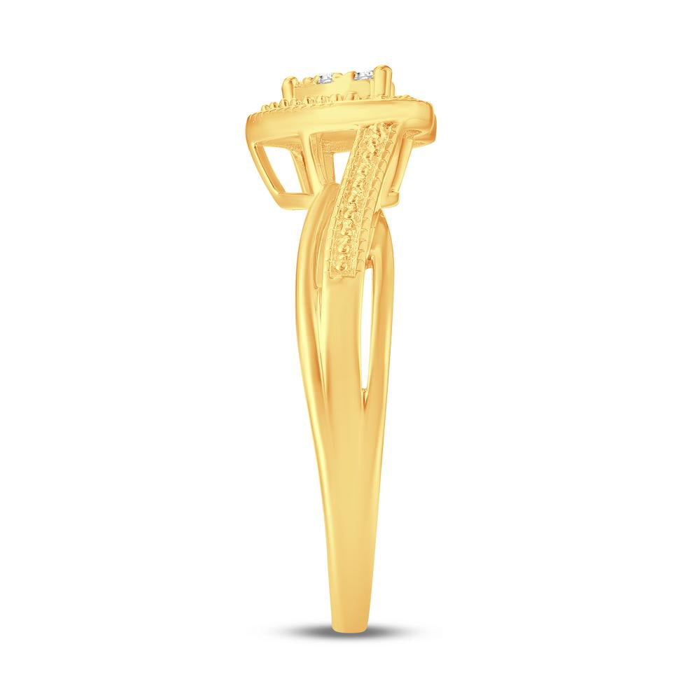 10 Karat Yellow Gold 0.08 Carat Diamonds Heart Ladies Ring-0224035-YG