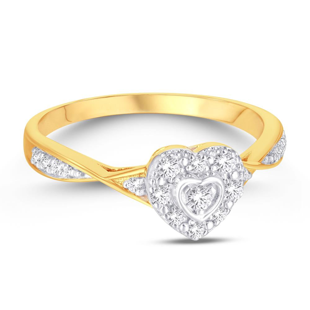 10 Karat Yellow Gold 0.19 Carat Diamonds Heart Ladies Ring-0224036-YG