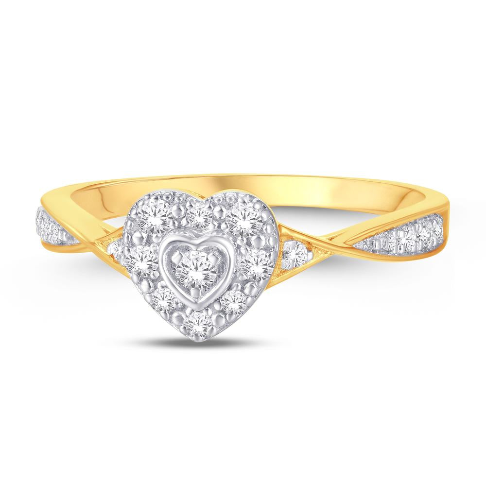 10 Karat Yellow Gold 0.19 Carat Diamonds Heart Ladies Ring-0224036-YG