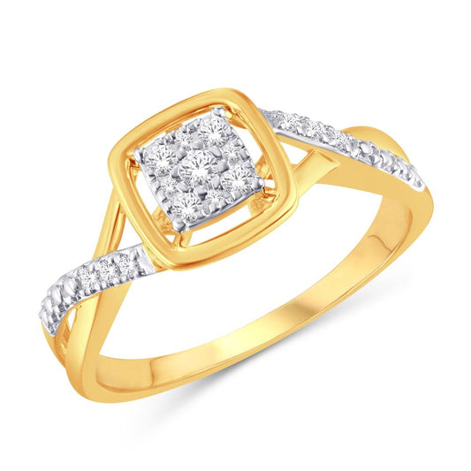 10 Karat Yellow Gold 0.14 Carat Diamonds Square Ladies Ring-0224037-YG