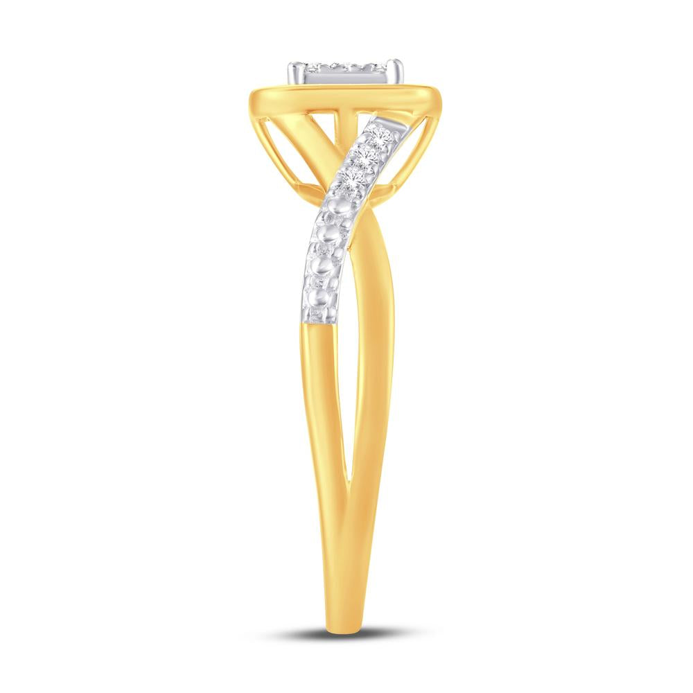 10 Karat Yellow Gold 0.14 Carat Diamonds Square Ladies Ring-0224037-YG
