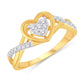 10 Karat Yellow Gold 0.12 Carat Diamonds Heart Ladies Ring-0224039-YG