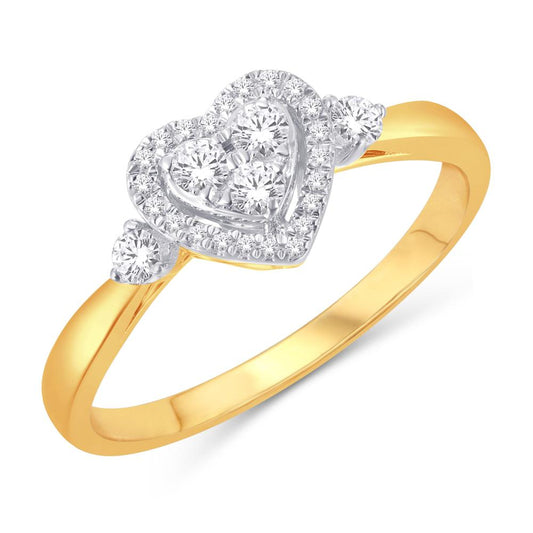 10 Karat Yellow Gold 0.24 Carat Diamonds Heart Ladies Ring-0224042-YG