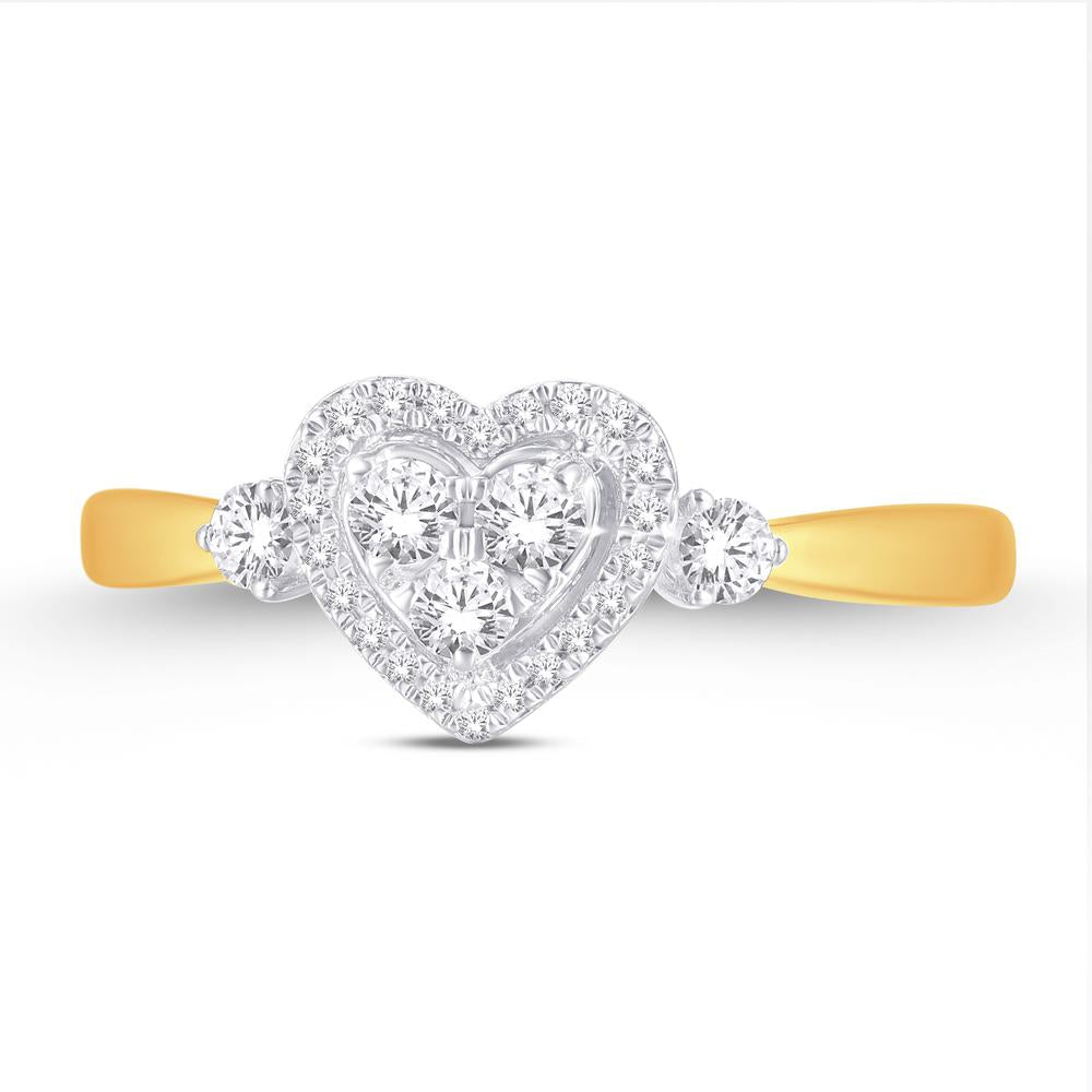 10 Karat Yellow Gold 0.24 Carat Diamonds Heart Ladies Ring-0224042-YG