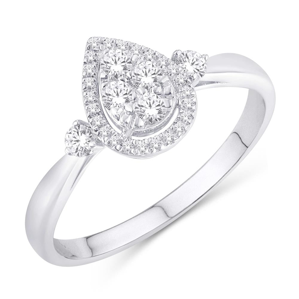 10 Karat White Gold 0.24 Carat Diamonds Pear Ladies Ring-0224045-WG