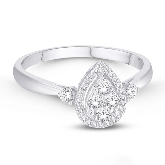 10 Karat White Gold 0.24 Carat Diamonds Pear Ladies Ring-0224045-WG