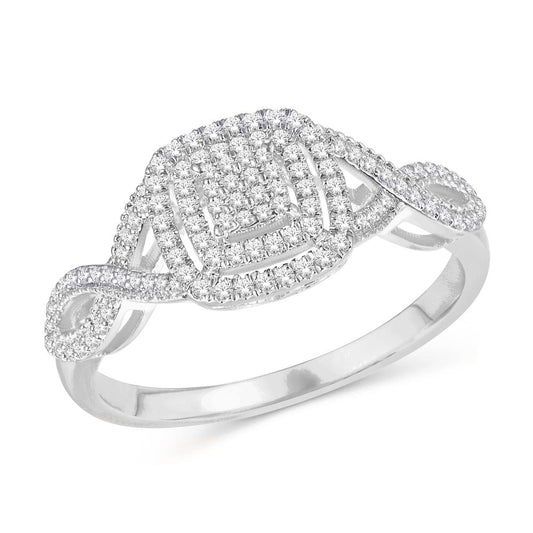 10 Karat White Gold 0.23 Carat Diamonds Cushion Ladies Ring-0225680-WG