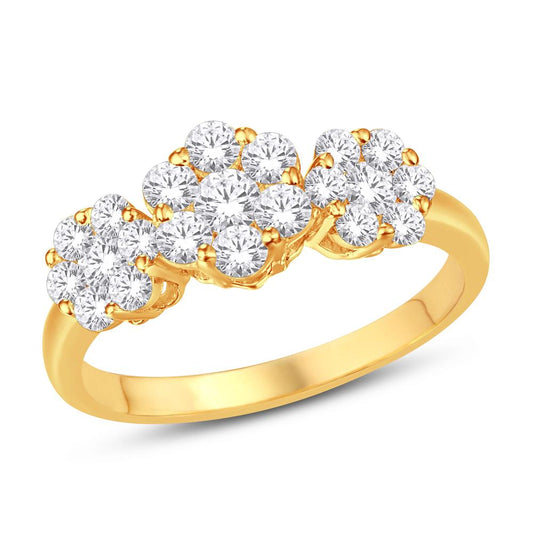 10 Karat Yellow Gold 0.95 Carat Diamonds Flower Ladies Ring-0225686-YG