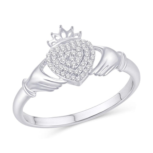 10 Karat White Gold 0.10 Carat Diamonds Heart Ladies Ring-0225743-WG
