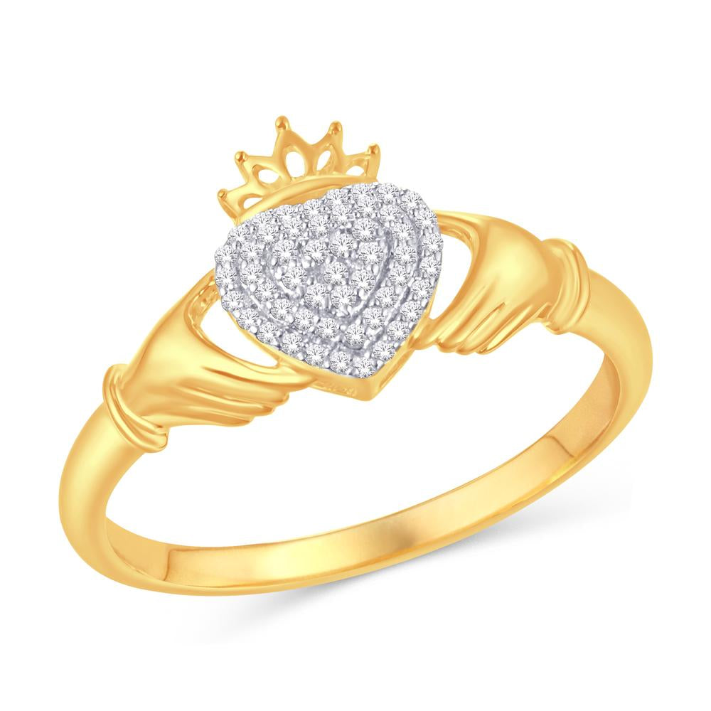 10 Karat Yellow Gold 0.10 Carat Diamonds Heart Ladies Ring-0225743-YG