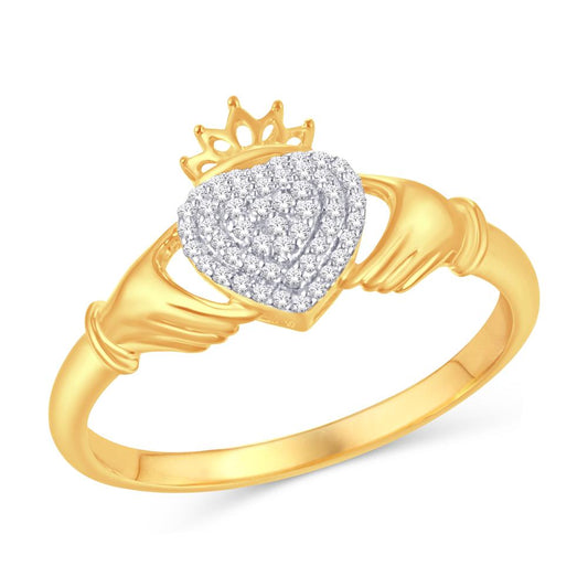10 Karat Yellow Gold 0.10 Carat Diamonds Heart Ladies Ring-0225743-YG