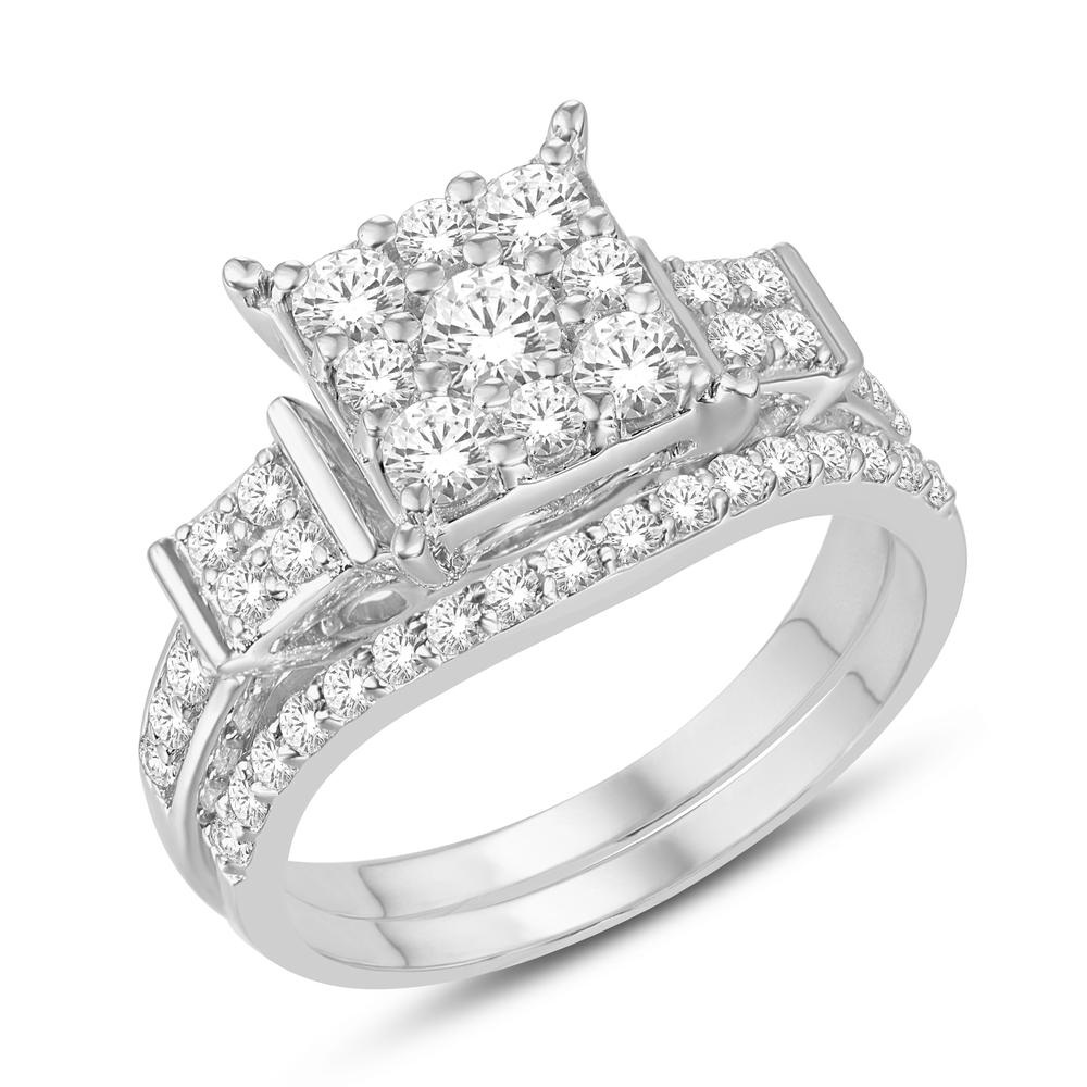 10 Karat Yellow Gold 0.90 Carat Diamonds Square Ladies Ring-0225762-YG