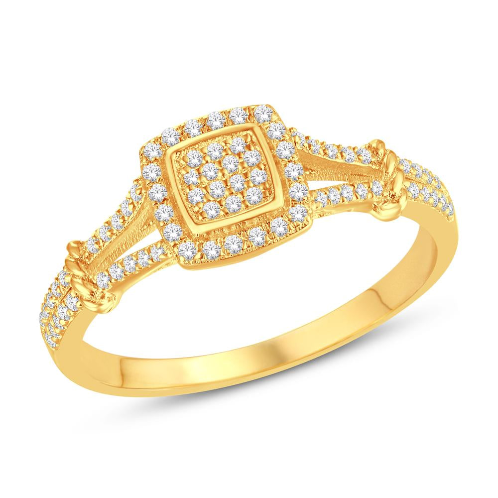 10 Karat Yellow Gold 0.18 Carat Diamonds Square Ladies Ring-0225770-YG