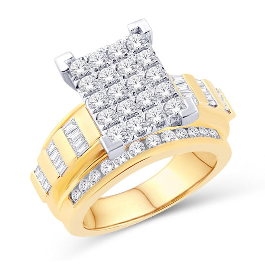 10 Karat Yellow Gold 1.00 Carat Diamonds Square Ladies Ring-0225797-YG