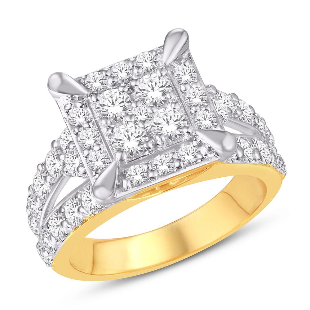 10 Karat Yellow Gold 1.85 Carat Diamonds Square Ladies Ring-0225913-YG