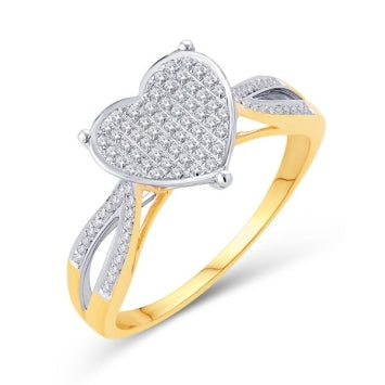 10 Karat Yellow Gold 0.15 Carat Diamonds Heart Ladies Ring-0225974-YG