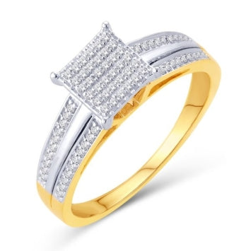 10 Karat Yellow Gold 0.20 Carat Diamonds Square Ladies Ring-0225979-YG