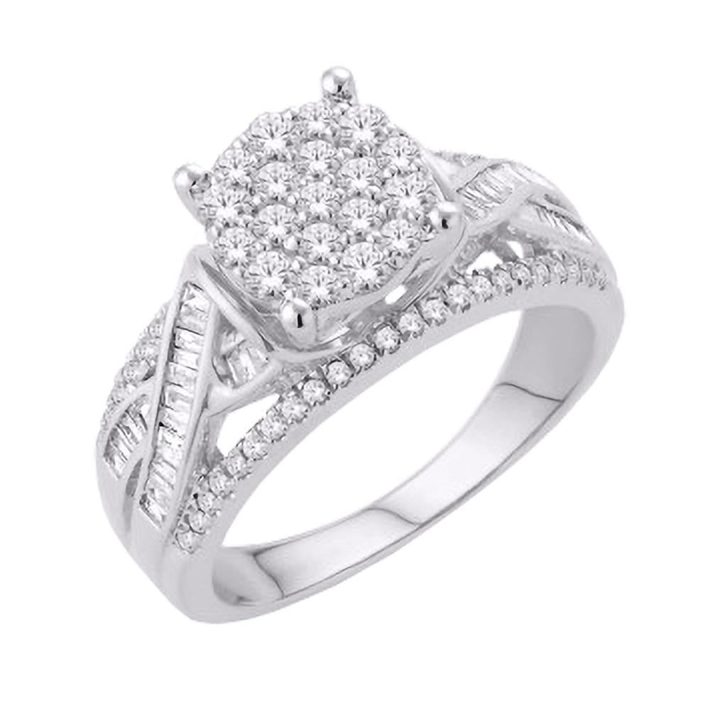 10 Karat White Gold 0.80 Carat Diamonds Round Ladies Ring-0226187-WG