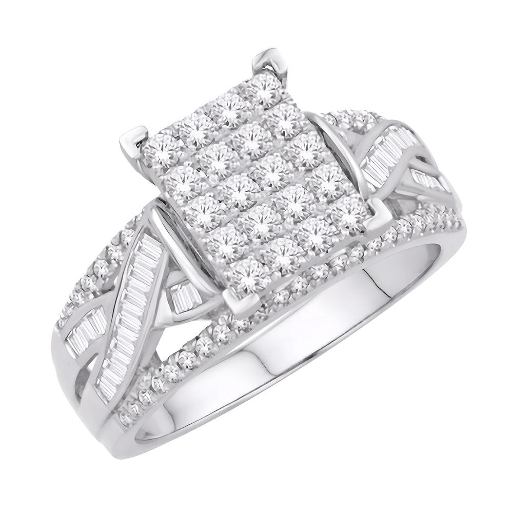 10 Karat White Gold 0.71 Carat Diamonds Square Ladies Ring-0226197-WG