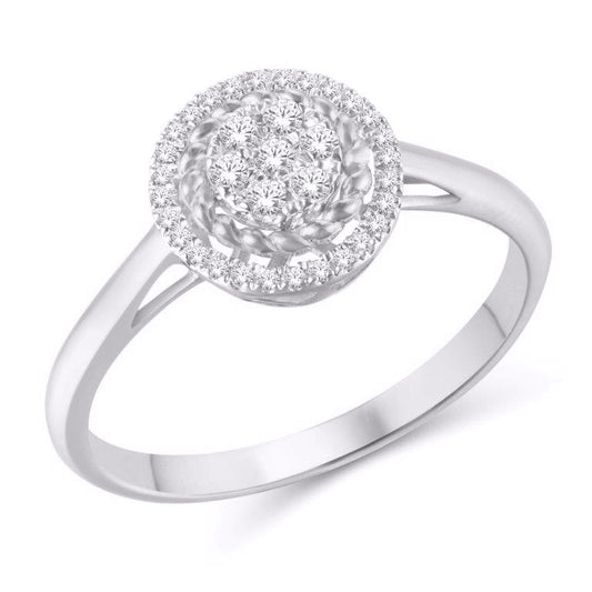 10 Karat White Gold 0.15 Carat Diamonds Round Ladies Ring-0226200-WG