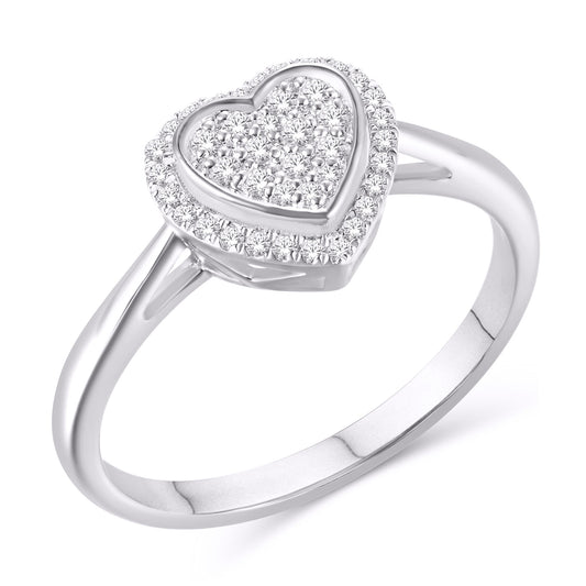 10 Karat White Gold 0.20 Carat Diamonds Heart Ladies Ring-0226210-WG