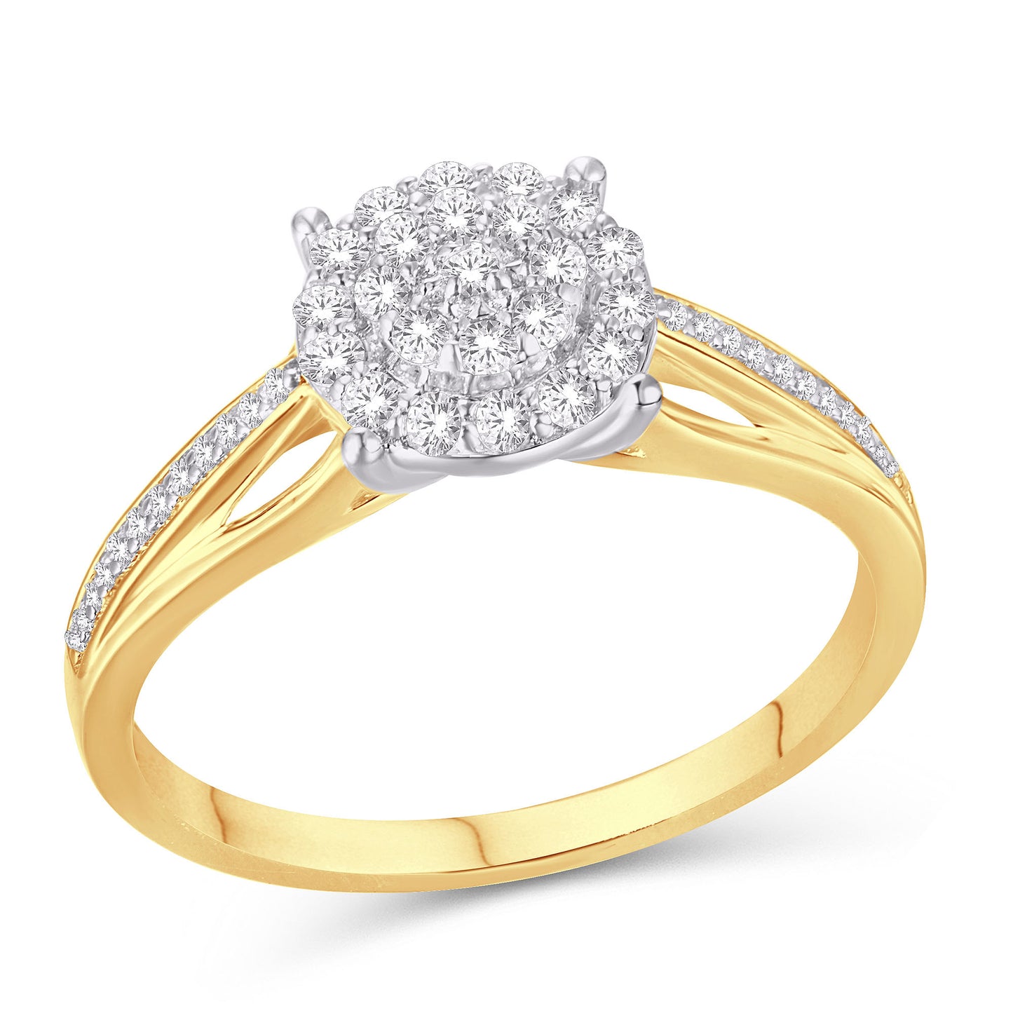 10 Karat Yellow Gold 0.25 Carat Diamonds Round Ladies Ring-0226276-YG