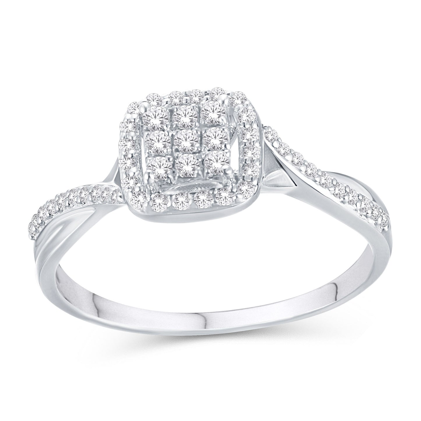 10 Karat White Gold 0.20 Carat Diamonds Bypass Ladies Ring-0226279-WG