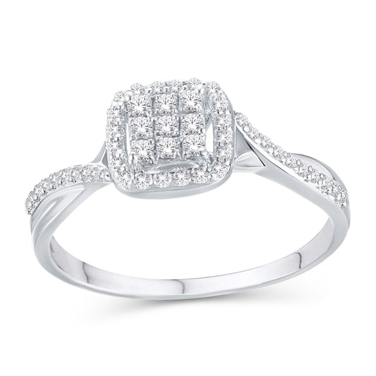 10 Karat White Gold 0.20 Carat Diamonds Bypass Ladies Ring-0226279-WG