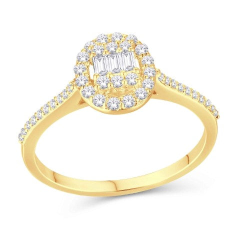 10 Karat Yellow Gold 0.33 Carat Diamonds Oval Ladies Ring-0226280-YG