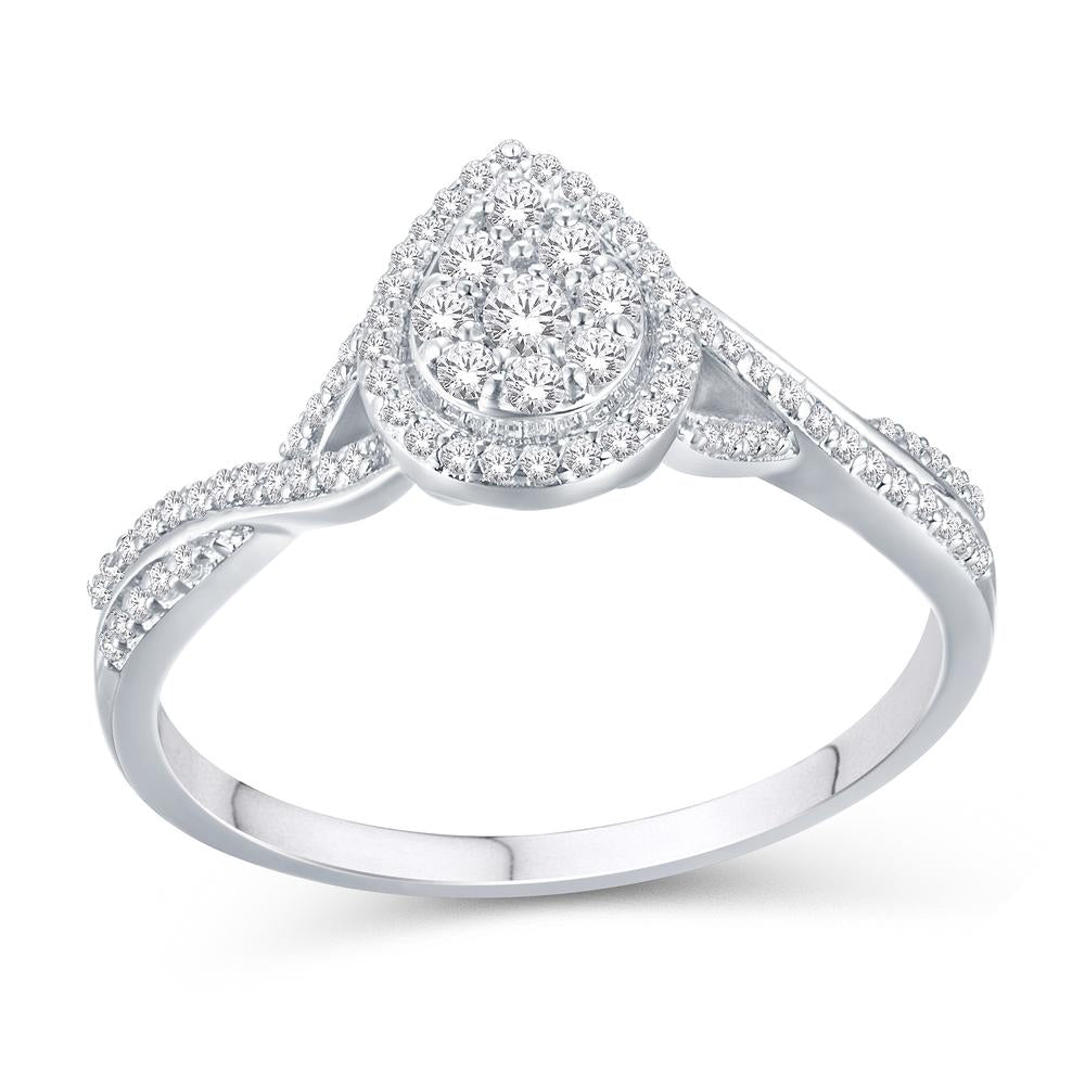 10 Karat White Gold 0.25 Carat Diamonds Pear Ladies Ring-0226282-WG