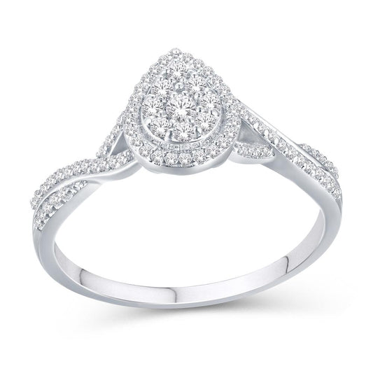 10 Karat White Gold 0.25 Carat Diamonds Pear Ladies Ring-0226282-WG